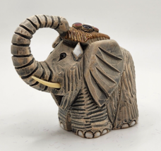 Artesania Rinconada Elephant Trunk Up Tusks Figurine Uruguay Clay Signed Damaged - £13.44 GBP