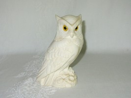Vintage White Alabaster Horned Owl Bird Figurine Made in Italy A Giannel... - $24.74
