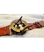 Vintage Old Style WWII Military Wristwatch Brass Round Sundial Engraved ... - £22.06 GBP+