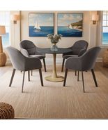 LeisureMod Bristol Round Dining Table with MDF Top and Wood Transfer Nat... - $308.28 CAD+