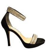 Nina New York Block Dress Pumps Womens 6M Black Leather Silver Gems Kitt... - $49.39