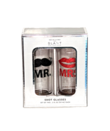 Mr. Mrs. Novelty Shot Glasses Black Mustache Red Lips Glitter Clear 4&quot; S... - $319.48 MXN