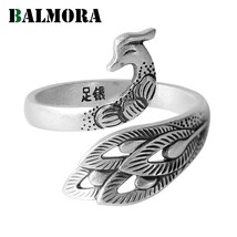 BALMORA Real 990 Pure Silver Phoenix Open Stacking Rings for Women Lady Special  - £18.79 GBP