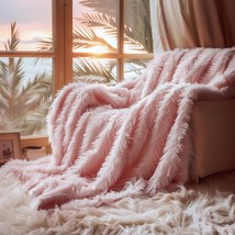 Hyde Lane Blush Pink Throw Blanket For Couch Sofa, Reversible, 60X80 Rose Gold - £29.58 GBP