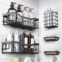 Adhesive Shower Caddy, 5 Pack Rustproof Stainless Steel Bath Organizers ... - $29.21