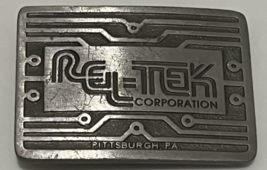 REL = TEK Corporation Belt Buckle Advertisement Logo Workingman Sliver - £15.08 GBP