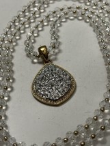 Joan Rivers Classic Crystal Beaded Teardrop Druzy Pendant Necklace - $55.05