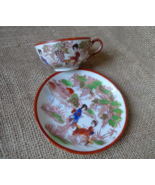 Old Porcelain China Asian Japan Cup Saucer Geisha Oriental Handpainted I... - £19.60 GBP