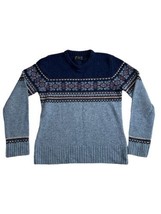 Abercrombie &amp; Fitch Fair Isle Nordic Shetland Wool Sweater MEDIUM Blue Y2K - £39.43 GBP