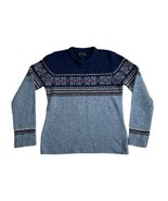 Abercrombie &amp; Fitch Fair Isle Nordic Shetland Wool Sweater MEDIUM Blue Y2K - £38.89 GBP