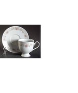 Noritake Ireland Thornton  Footed Cup &amp; Saucer Set Pink Floral Silver Tr... - $14.24