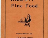 Dick&#39;s Fine Food Menu 1176 Market Street San Francisco California 1950&#39;s - £42.72 GBP