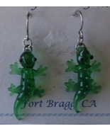 Hand Blown Glass Gecko Earrings Handcrafted Fort Bragg CA USA New Pierced   - $35.00