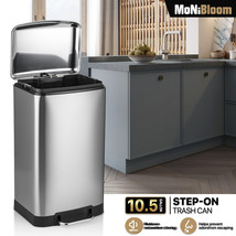 Kitchen Step On Trash Can Stainless Steel Waste Garbage Bin 10.5 Gallon Dustbin - £110.23 GBP