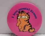 Vintage 1978 Garfield “I Love Mental Games” Kats Meow Pink Pin Button - $13.76