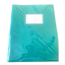 3 Prong Pocket Folder Turquoise Clear Title Card Plastic 2 Pockets - $3.99