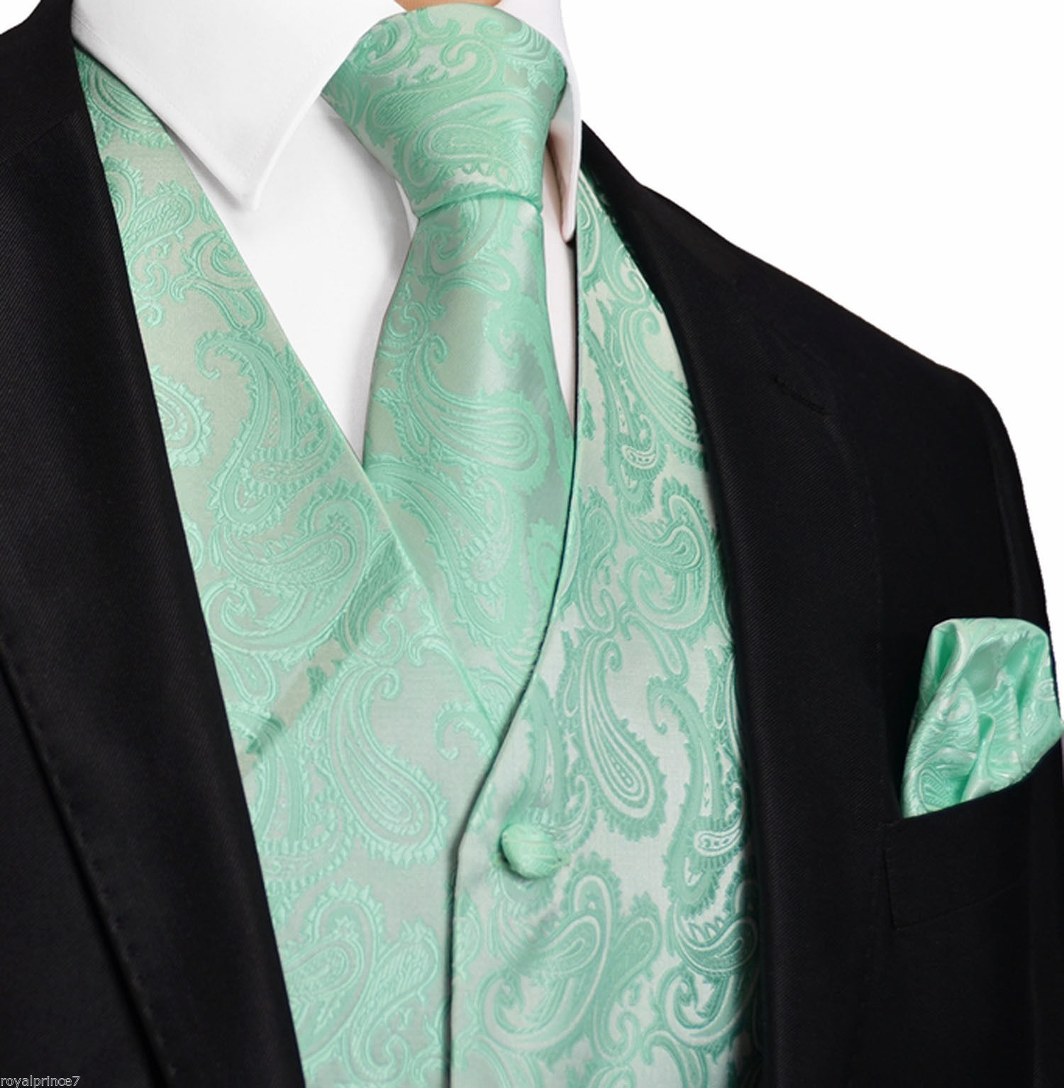 Mint green tuxedo hotsell vest and tie