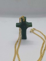 Translucency Jade Jewelry - (GRADE-A)BC Nephrite Jade Cross Chain on sale - £45.26 GBP