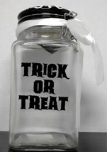 Glass Jar Amichi Home Black &amp; White Trick or Treat with Skeleton Lid - Halloween - £9.95 GBP