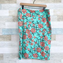 LuLaRoe Cassie Stretch Crepe Pencil Skirt Green Pink Floral Womens Plus ... - $19.79