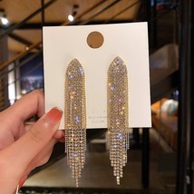 2022 Classic Crystal Earrings Ladies Exaggerated Long Earrings Tassels Rhineston - £10.53 GBP