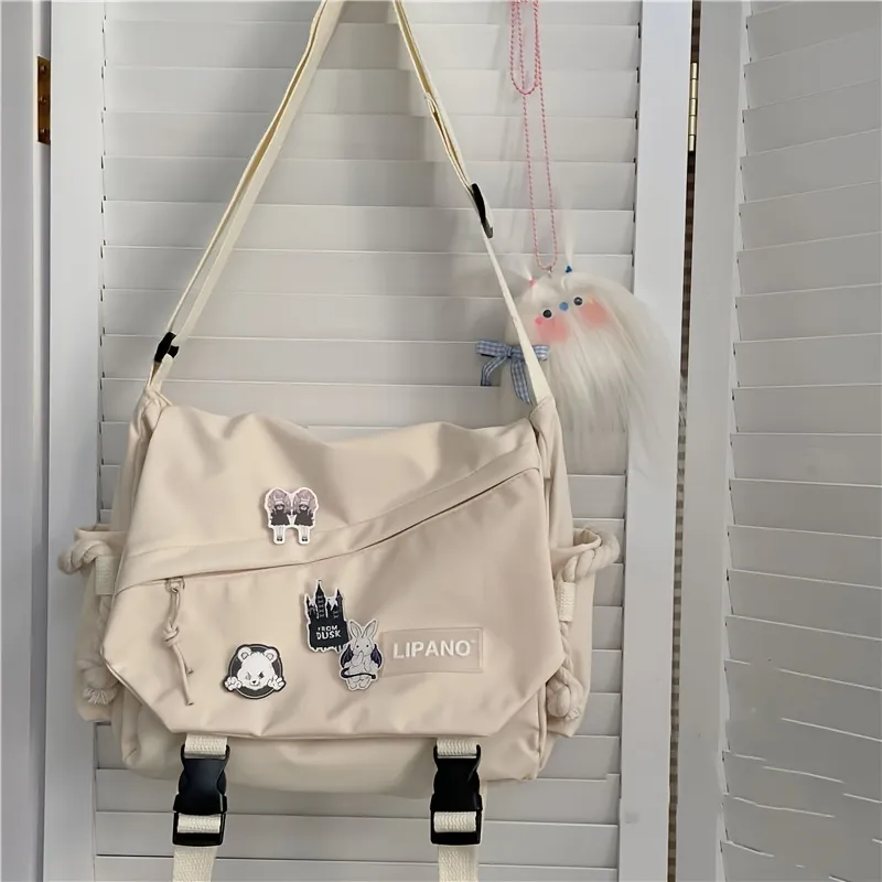 Nylon Handbags Shoulder Bag Large Capacity White Chapter 33x25x10cm - £11.95 GBP