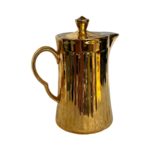 Antique Royal Worcester Ribbed Gold Lustre Coffee Tea Pot w Lid Fine Porcelain - £39.31 GBP