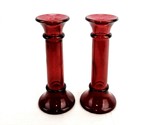 Two Ruby Glass Taper Candle Holders/Pillar Stands/Bud Vases, Indiana Gla... - $24.45