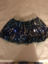 Girl&#39;s Size 8 Justice Royal Blue Silver Fully Sequined Mini Skirt Skort EUC - £17.38 GBP