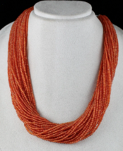 Natural Orange Carnelian Beads Round 32 L 789 Carats Gemstone Fashion Necklace - £347.19 GBP