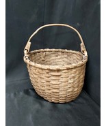 19th C New England Splint Swing Handle Farm Egg Gathering Basket Primiti... - $1,840.87 MXN