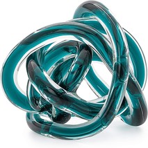 Torre &amp; Tagus Orbit Glass Ball - Abstract Teal Glass Knot For Home, 3&quot; Diameter - £33.94 GBP