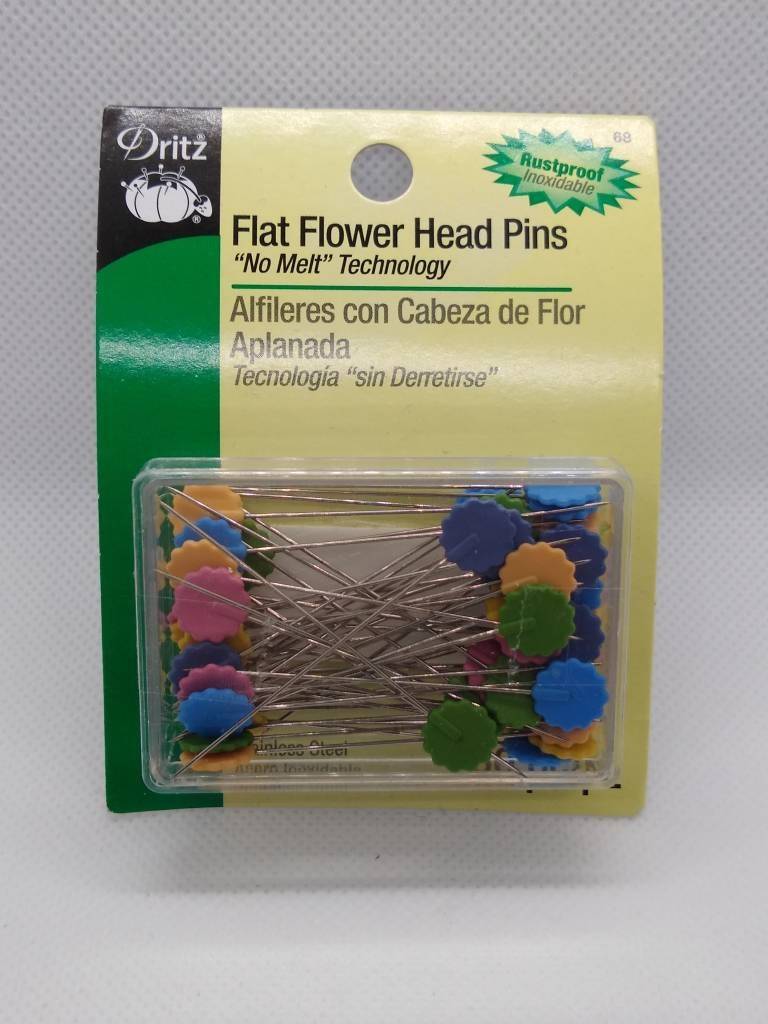 Dritz Flat Flower Head Pins 50 pcs Stainless Steel Sewing Pins No Melt Technolog - $15.95