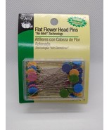 Dritz Flat Flower Head Pins 50 pcs Stainless Steel Sewing Pins No Melt T... - £12.63 GBP