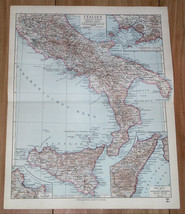 1928 Original Vintage Map Of Southern Italy / Sicily Calabria / Naples - $27.41