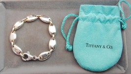 Tiffany &amp; Co. Italy Sterling Oval Pebble Link Bracelet In Pouch 7 3/8 - £260.42 GBP