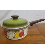 Enamel Cooking 8” Pot Dutch Oven Lemon Orange Fruit Austria Vintage 1970s - $13.98