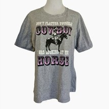 Cowboy T Shirt 2XL Regular Fit Don&#39;t Flatter Yourself Glitter Gray Short... - $14.01