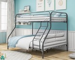 Metal Bunk Bed With Ladder And High Guardrail,Twin Over Full Size Bed Fr... - $481.99