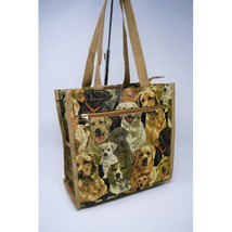 Tapestry Tote Mega Bag Puppies Print - Light Brown Color Shopper Tote Fr... - $31.92