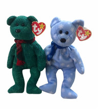 TY Beanie Babies Set of Winter Themed Bears - Wallace &amp; 1999 Holiday Teddy - £8.77 GBP