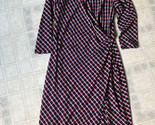 Talbots Dress Small Red Blue White Geometric Jersey Knit Gathered Side F... - $27.72