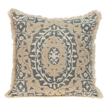 Boho Garland Beige and Gray Decorative Accent Pillow - £45.34 GBP