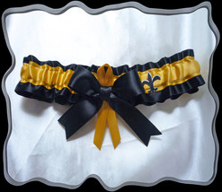 New Orleans Saints Black Satin Ribbon Wedding Garter Toss - $12.50