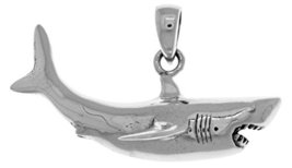 Jewelry Trends Sterling Silver Great White Shark Pendant - £43.42 GBP
