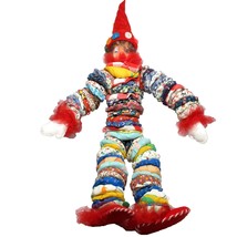 Vintage Homemade Happy Yo Yo Crazy Circus Clown Doll Red Patchwork Scrap Quilt - £33.59 GBP