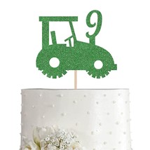 9Th Birthday Cake Topper, Green Glitter Farm Themed 9 Years Birthday P - £14.72 GBP