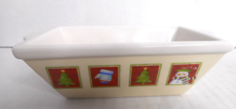 Christmas Mini Ceramic Loaf Baking Dish Christmas Trees Stockings Snowman 2&quot; T - £9.49 GBP