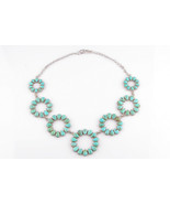 VINTAGE NAVAJO STERLING SILVER NATURAL TURQUOISE NECKLACE HAND-MADE 127.... - $3,846.86 CAD