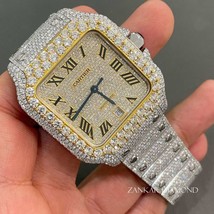 Moissanite Studded Diamond Watch, Fully Iced Stainless steel Watch, Swiss Moveme - $1,606.50